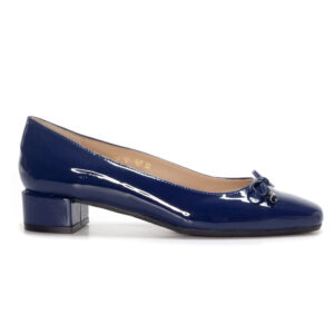 Amaztep Simple Square Toe Patent Leather Bow Heels