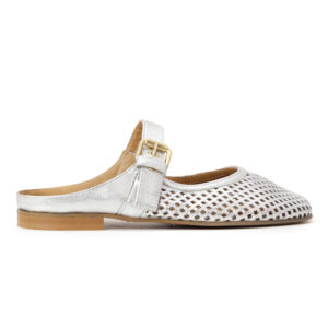 MJUS Metallic Leather Mesh Mary Jane Backless flats.