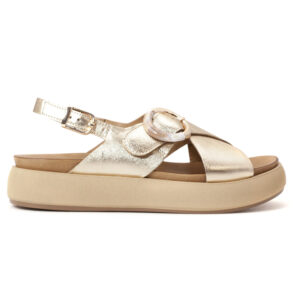 INUOVO Metallic Leather Platform Cross Strap Sandals