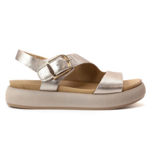 INUOVO Metallic Leather Two Strap Platform Sandals