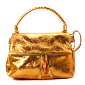 MJUS Metallic Leather Crossbody Flap Bag
